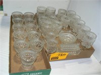 2 FLATS PRESSED GLASS WATER GOBLETS, TUMBLERS,