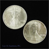 1991 & 1995 Silver Eagle 1 Ozt. $1 Coins (2)