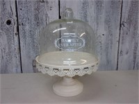 Metal Cake Plate with Glass Top