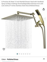 G-Promise All Metal 12 Inch Rainfall Shower Head