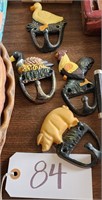 (4) Cast Iron Farm Animal Wall Hooks