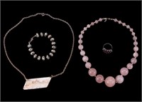 Vintage Sterling & Rose Quartz Jewelry
