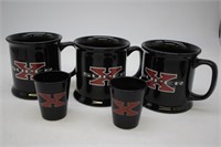 Super X Mugs (3)  and Shot Glasses (2)