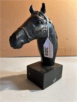 METAL HORSE BUST STATUE 9 in