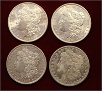4pc Morgan Silver Dollar lot; 1886-1889