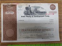 Arlen realty stock certificate