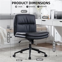 Armless Office Chair with Wheels Wide Desk Chair