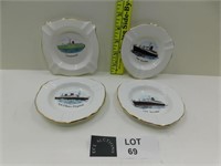 RMS QUEEN ELIZABETH, CORINTHIA, CARMANIA ASH TRAYS