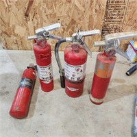 1 discharged & 3- 12" Charged Fire Extinguishers