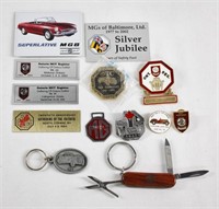 MG Car Pins, Name Badges, Keychains ++ Lot