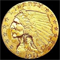 1911 $2.50 Gold Quarter Eagle CLOSELY