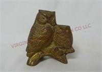 Vintage Metal Owl Figurine ~ 3" tall ~ Hollow