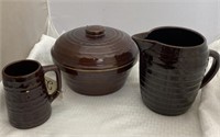 3 pcs USA Stoneware Pitcher Mug & More