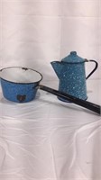 Granite Ware Blue Coffee Pot w/ Ladle