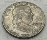 (KC) 1953d Silver Franklin Half Dollar Coin