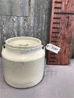 Crock bucket w/ lid--6.5 inches tall