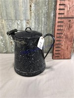 Blue enamel coffee pot--approx 9" tall