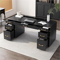 SIYSNKSI 70" Executive Desk with Metal Edge Trim,