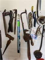 Lot Of Hand Tools - Pipe Wrench/Saws & More