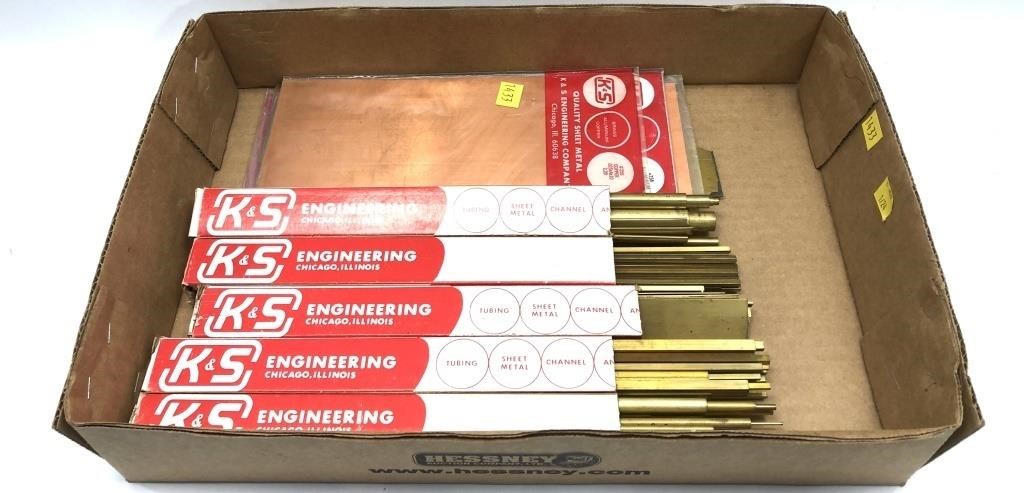Lot, K & S copper sheet metal and brass tubing