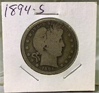 1894S US Barber half Dollar