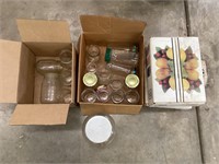 Canning jars and plastic containers