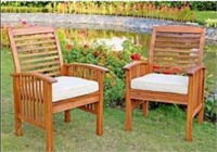 Walker Edison Wood Chair (Set of 2) with Cushions