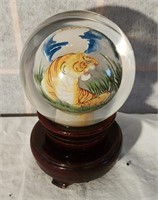 tiger globe and base paperweight