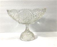 Vin. 9" EAPG Pressed Glass Footed Bowl