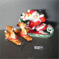 Nice Early Plastic Blow Mold Santa & Sleigh