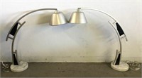 Pair of Arched Metal Table Lamps with Marble Base