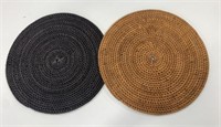 2x 16" Round Wooden Table Mats