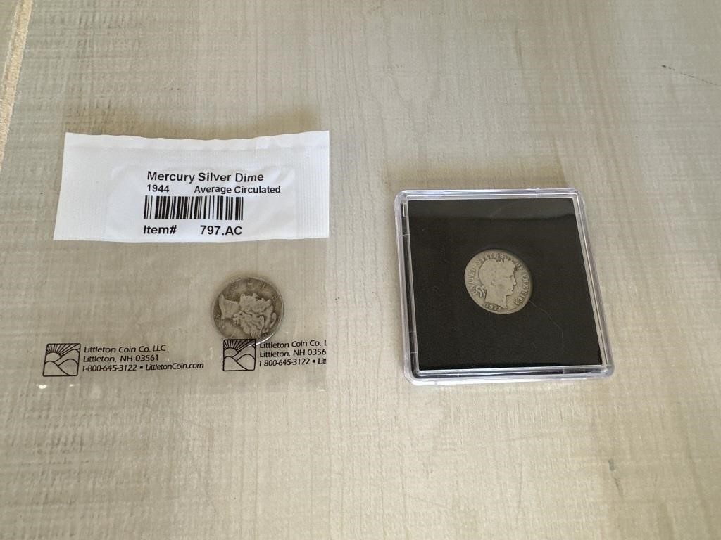 Vintage Coins: 1913 Dime; 1944 Mercury Silver Dime