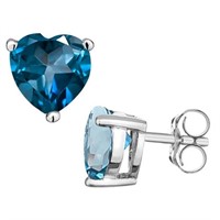 5MM Heart Cut London Blue Topaz 1.2CTW Stud Earrin