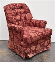 Upholstered Skirted Roll Arm Accent Chair