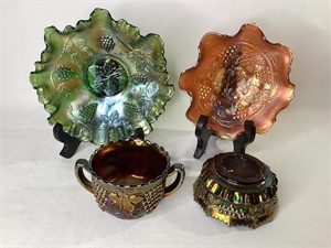 Grape Pattern Carnival Glass Bowls