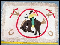 VINTAGE BUCKING HORSE THROW RUG