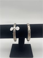 2 Hinged Bangle Bracelets - Marked Sterling on