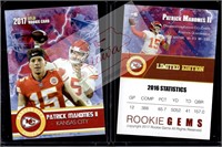 Patrick Mahomes 2017 Rookie Gems gold rookie card