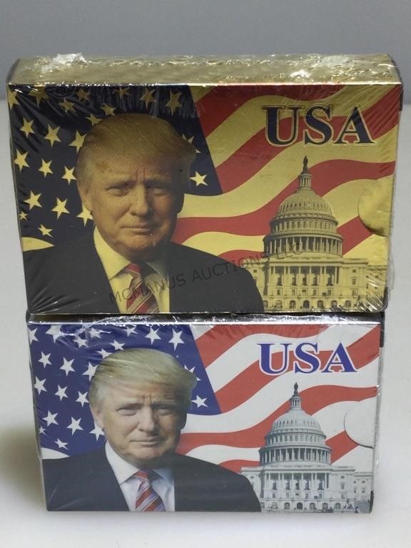 2 NIB sealed metallic playing card decks. Trump