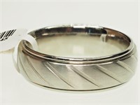 7V- Stainless Steel Striped Men's Ring - Size 9