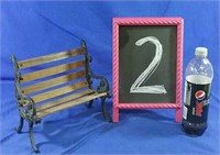 Toy park bench and chalk board