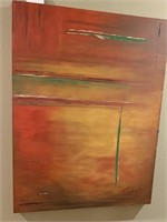 ABSTRACT STRETCHED CANVAS PAINTING SIGNED TANYA -
