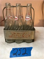 Metal Pepsi-Cola 6 Pack Carrier W/Bottles