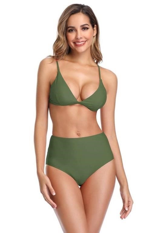 SHEKINI Women's 2PCS "High Waist" Halter Bikini St