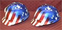 2 MSA American Flag Hard Hats