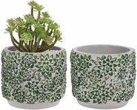 MYGIFT 2PC CONCRETE PLANTERS 4.25"