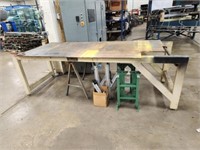 CUSTOM BUILT STEEL FAB TABLE, TABLE ONLY, CONTENTS