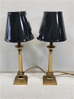 2 Brass Table Lamps with Shades