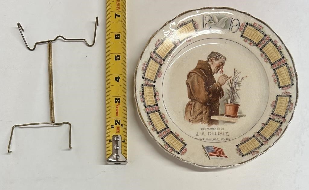 Assiette antique datée 1919 D.E. McNicol